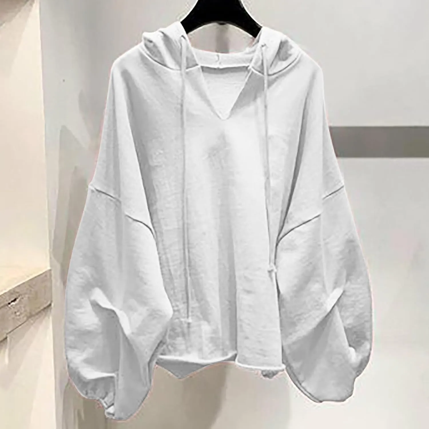 2024 Fashion Fall Hoodies for Women Oversized Solid Color Lightweight Sweatshirt Teen Girls Preppy Slouchy Pullover