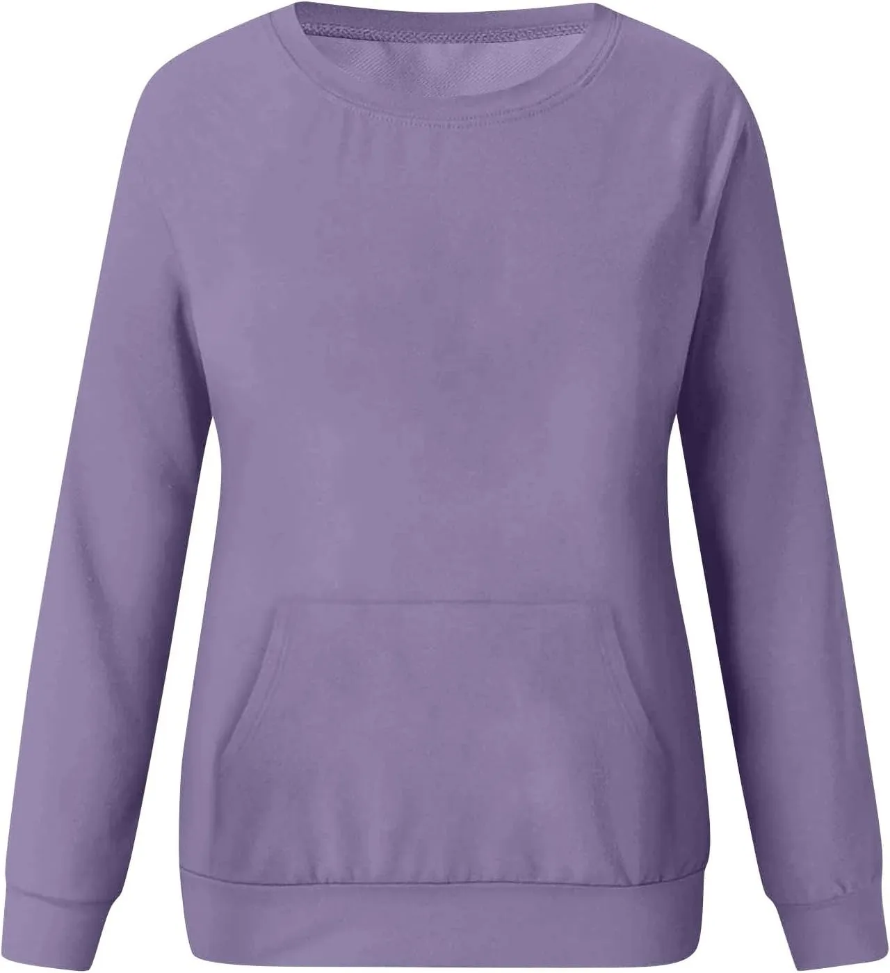 Crewneck Sweatshirts Women Fleece Sweatshirt with Pocket Long Sleeve Shirts Hoodies Pullover Cute Sweaters Tops