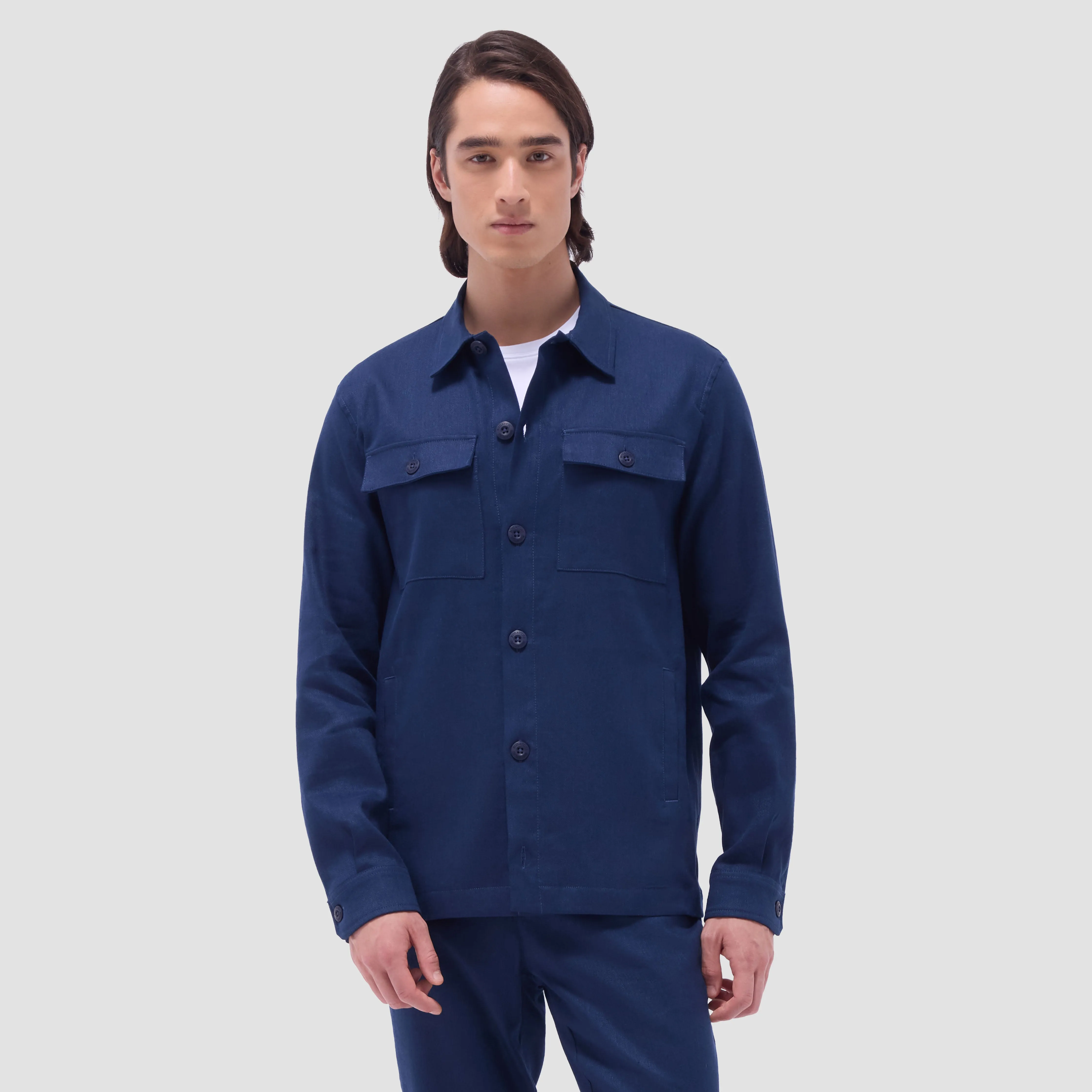 Linen-Cotton Shirt Jacket