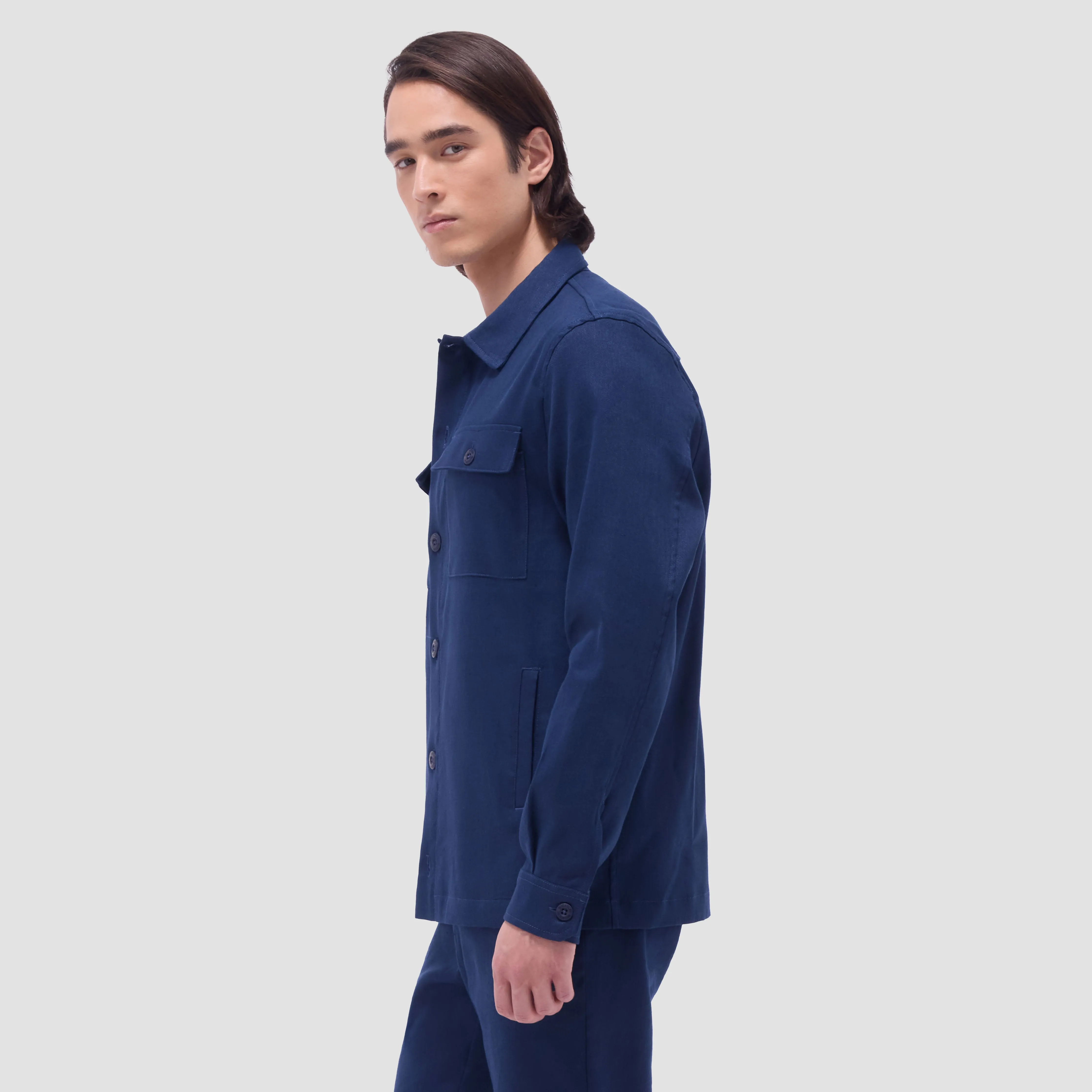 Linen-Cotton Shirt Jacket