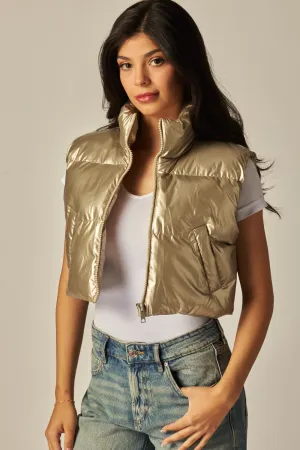 Metallic Cropped Puffer Vest (More Colors)