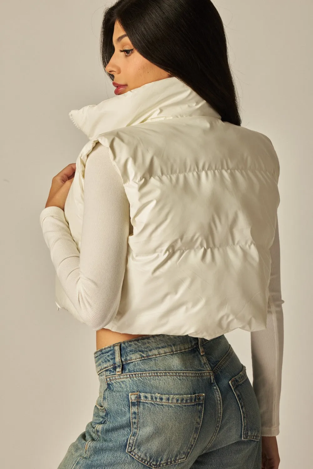 Metallic Cropped Puffer Vest (More Colors)