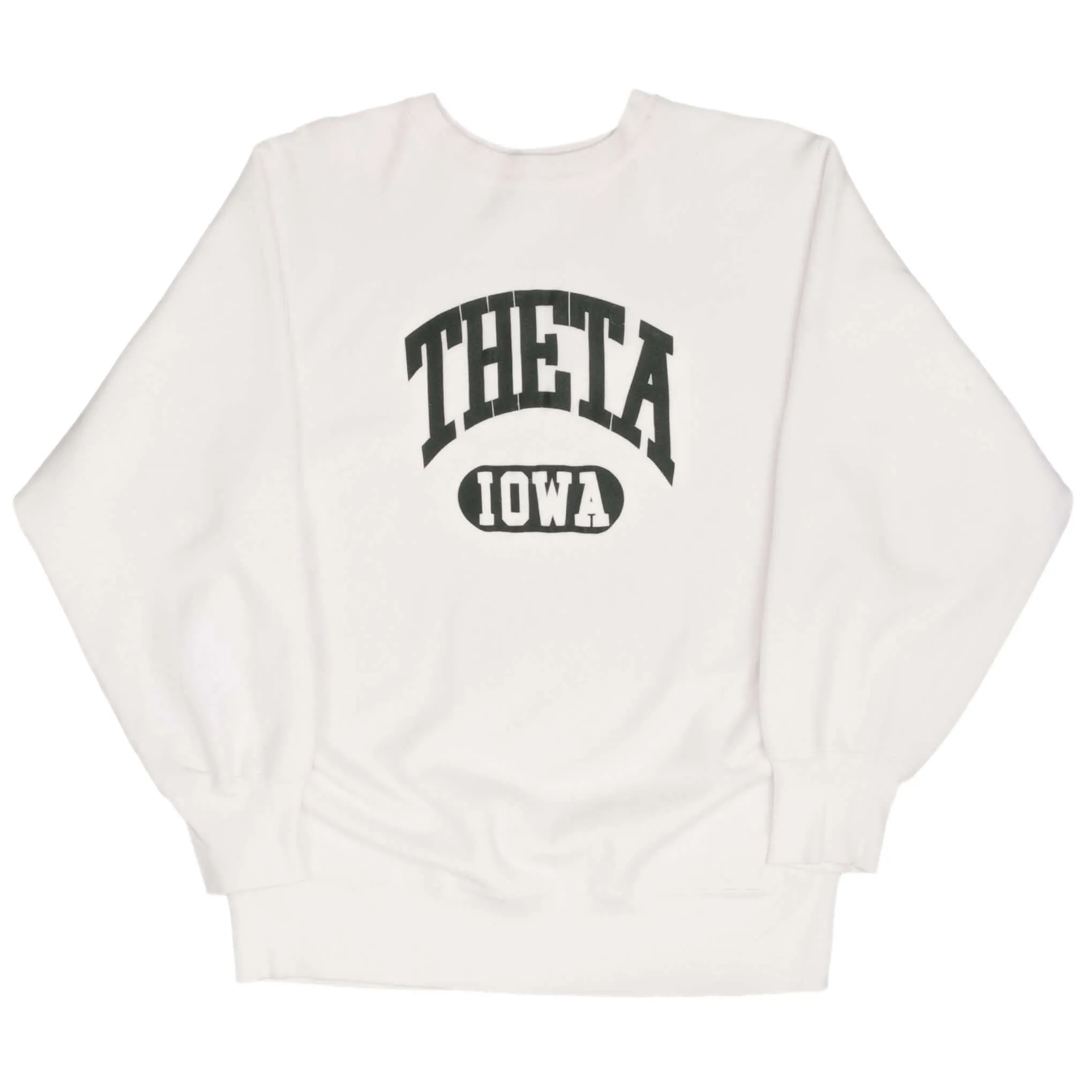 VINTAGE CHAMPION REVERSE WEAVE THETA IOWA WHITE SWEATSHIRT 1980S XL MADE USA