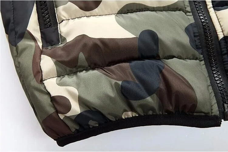 Winter Men Zipper Hooded Printed Camouflage Jackets