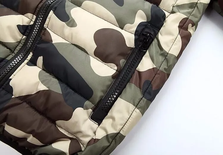 Winter Men Zipper Hooded Printed Camouflage Jackets