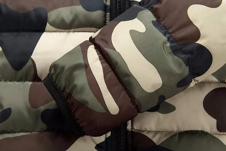 Winter Men Zipper Hooded Printed Camouflage Jackets